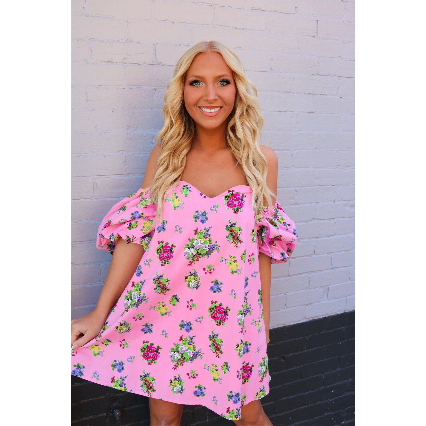 Wishful Wildflower Puff Sleeve Mini Dress