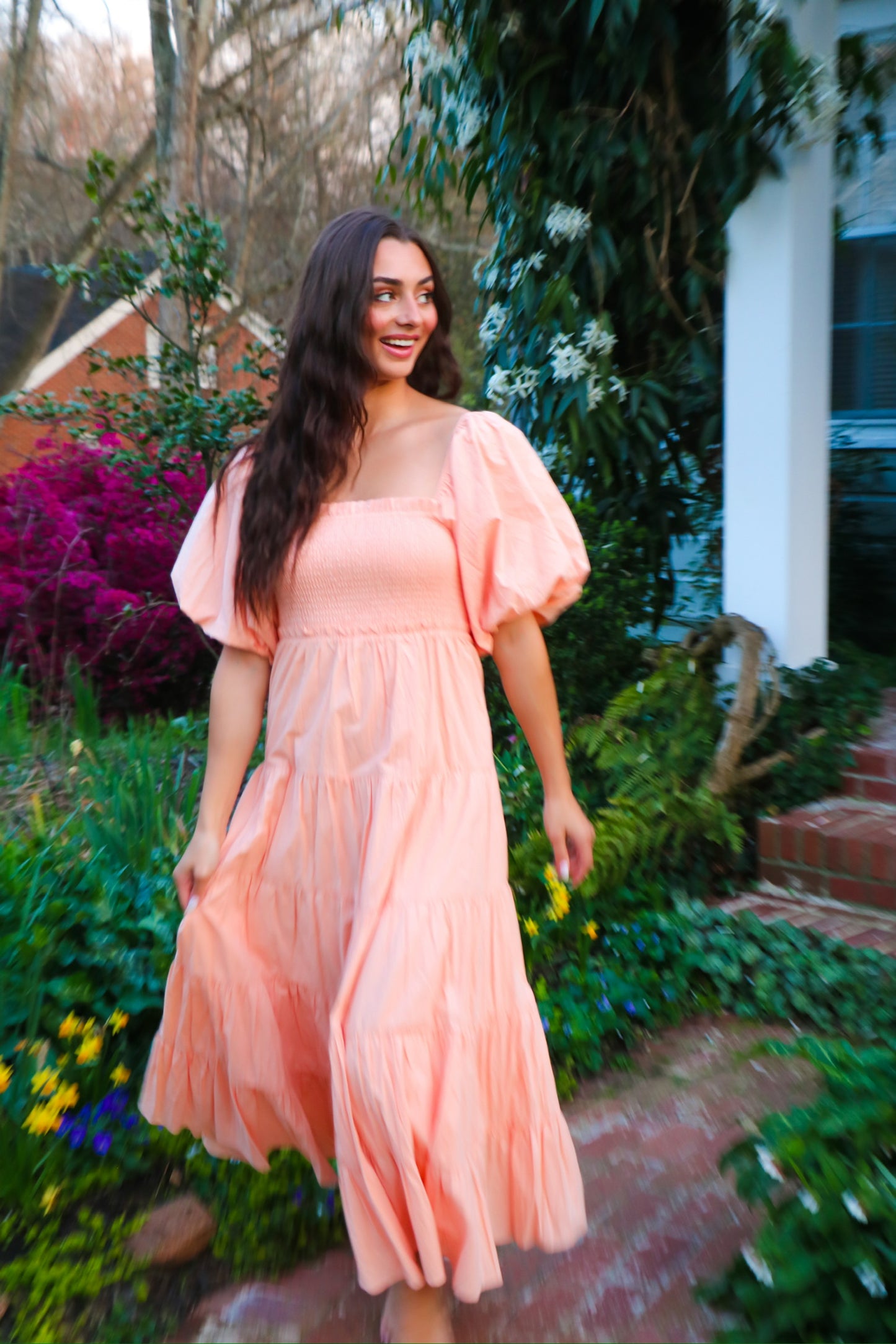 Pretty In Peach Tiered Maxi