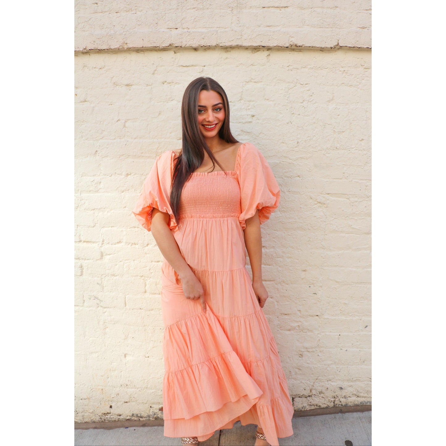 Pretty In Peach Tiered Maxi