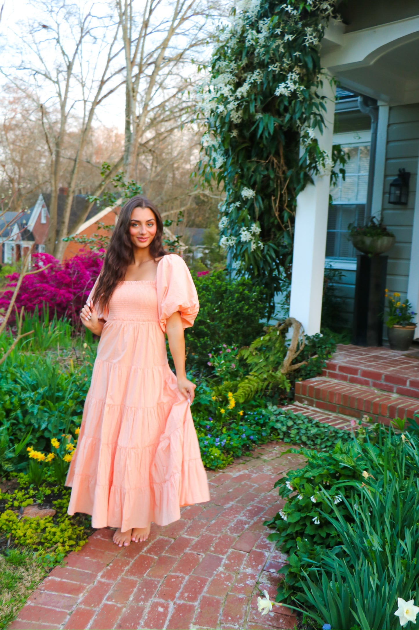 Pretty In Peach Tiered Maxi