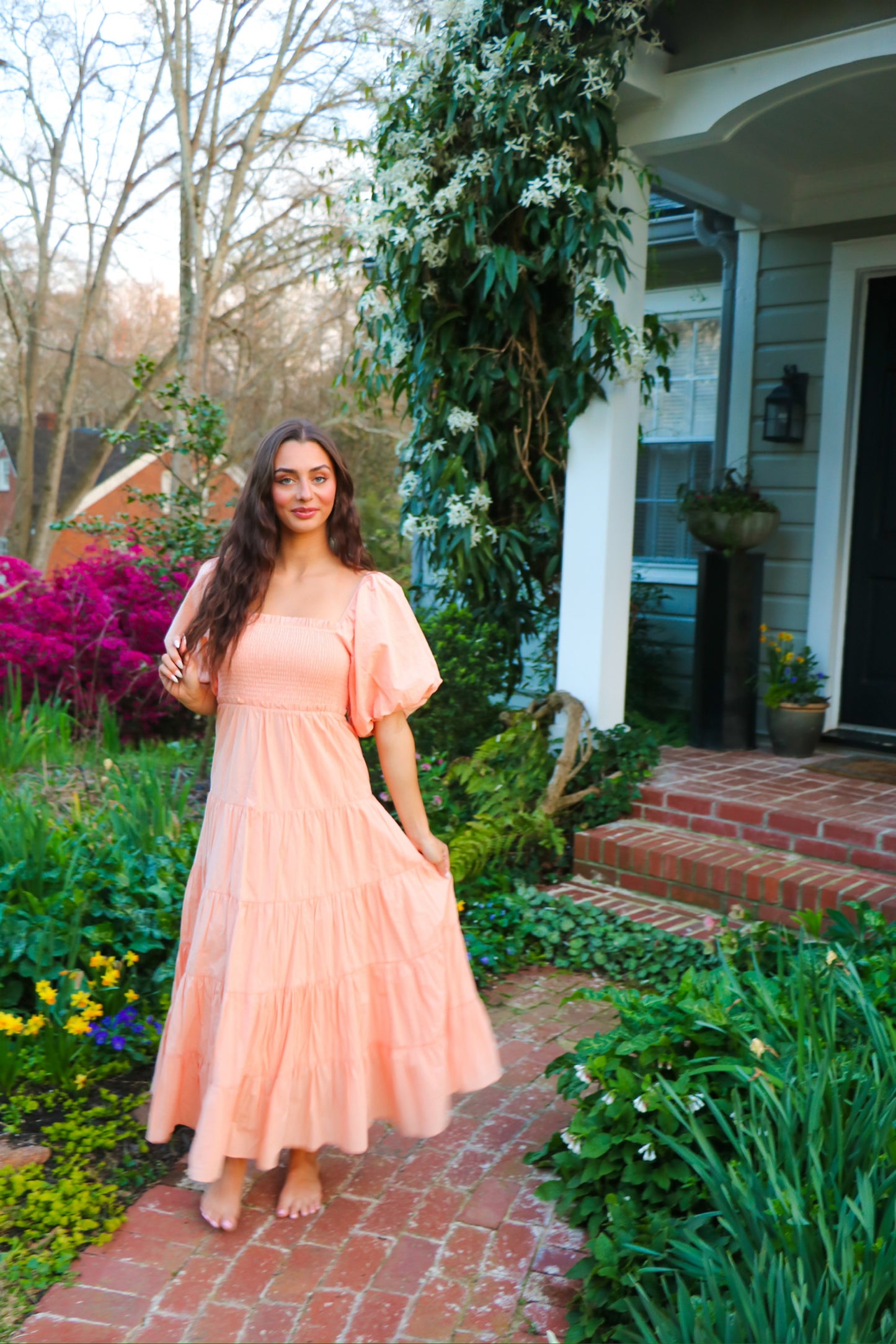 Pretty In Peach Tiered Maxi