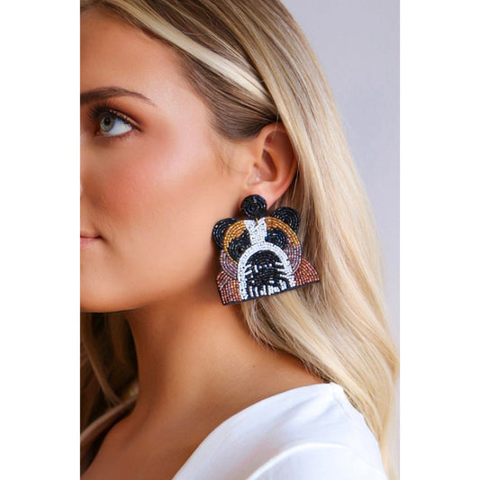 Beaded Bulldog Head Earrings