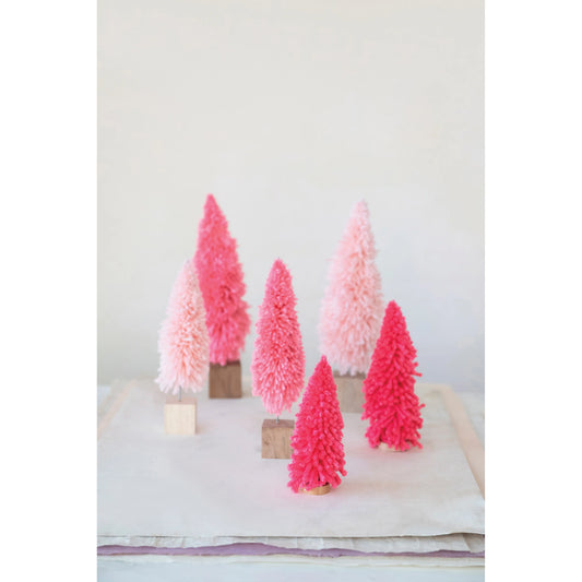 Hot Pink Yarn Tree w/ Wood Base