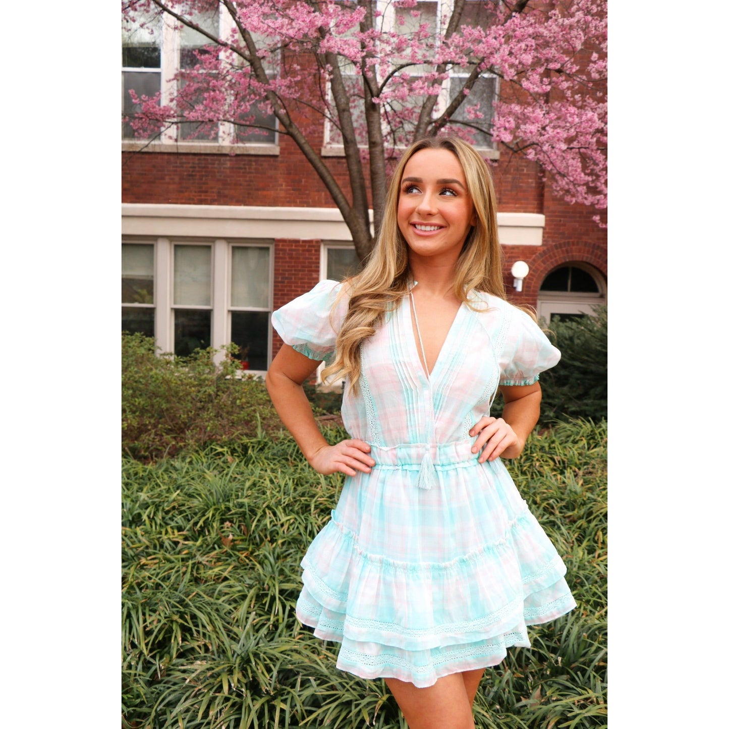 The Cotton Candy Check Mini Dress