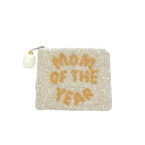 Mom of the Year Beaded Coin Purse