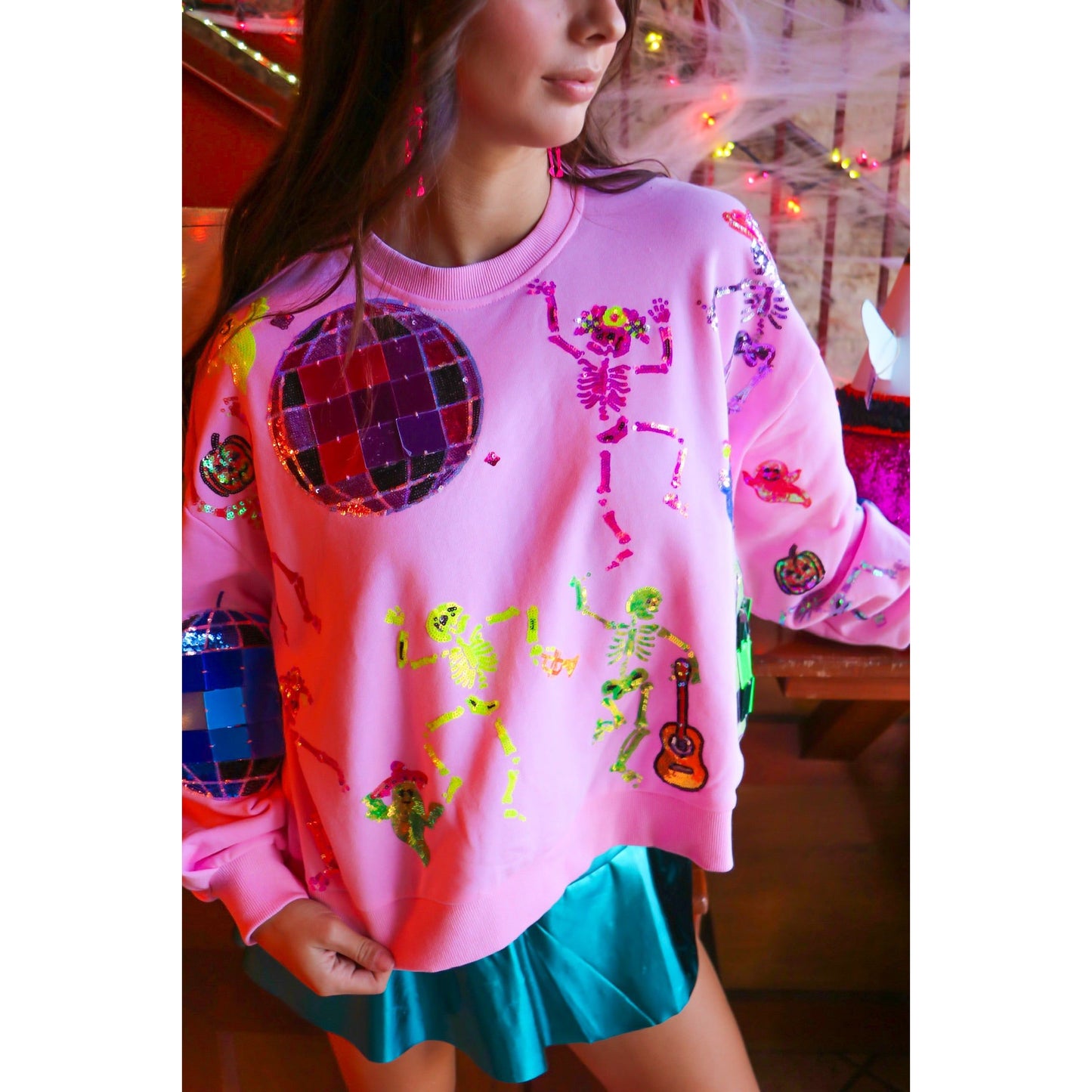 Pink Skeleton Disco Party Sweatshirt