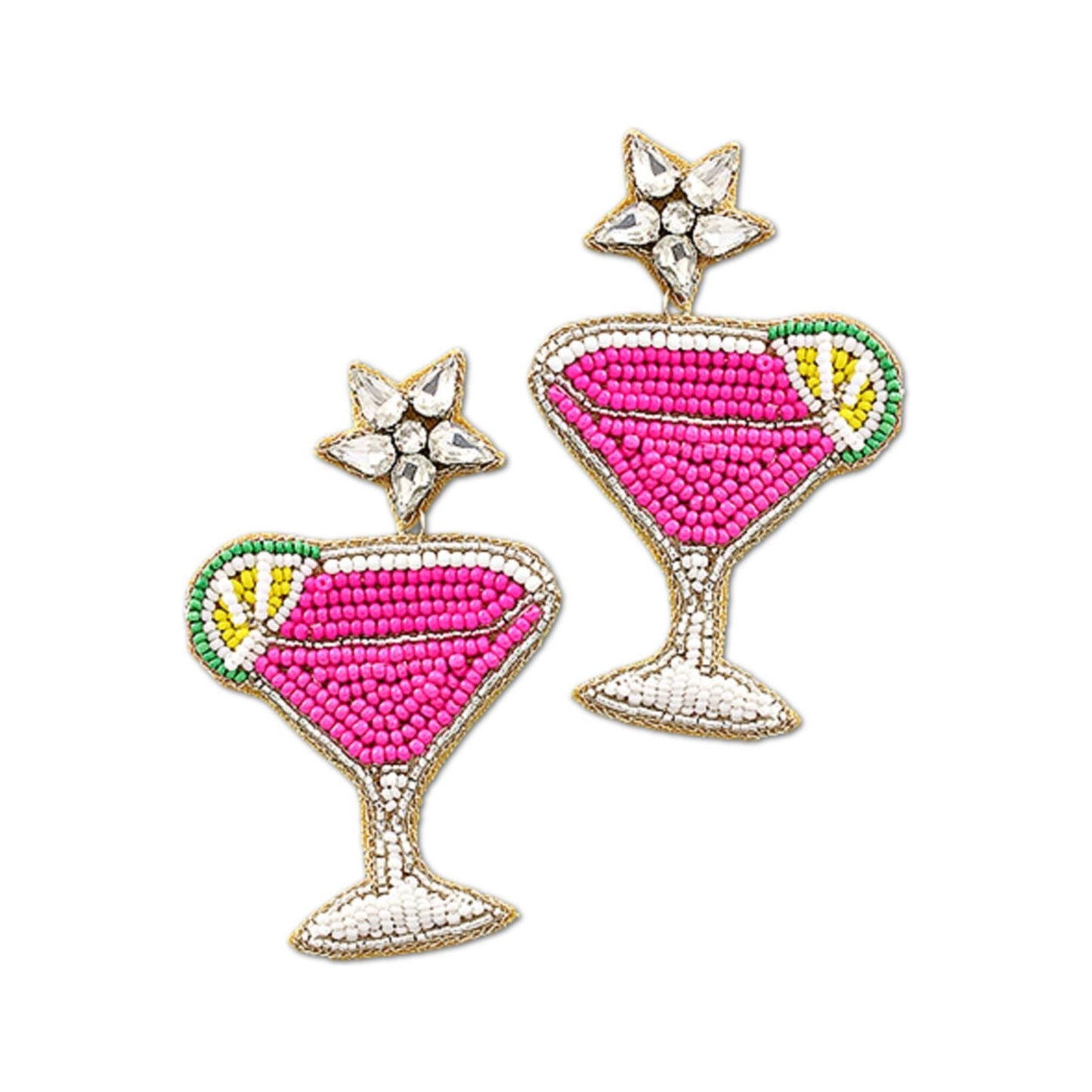 Beaded Jewel Pink Martini Earrings