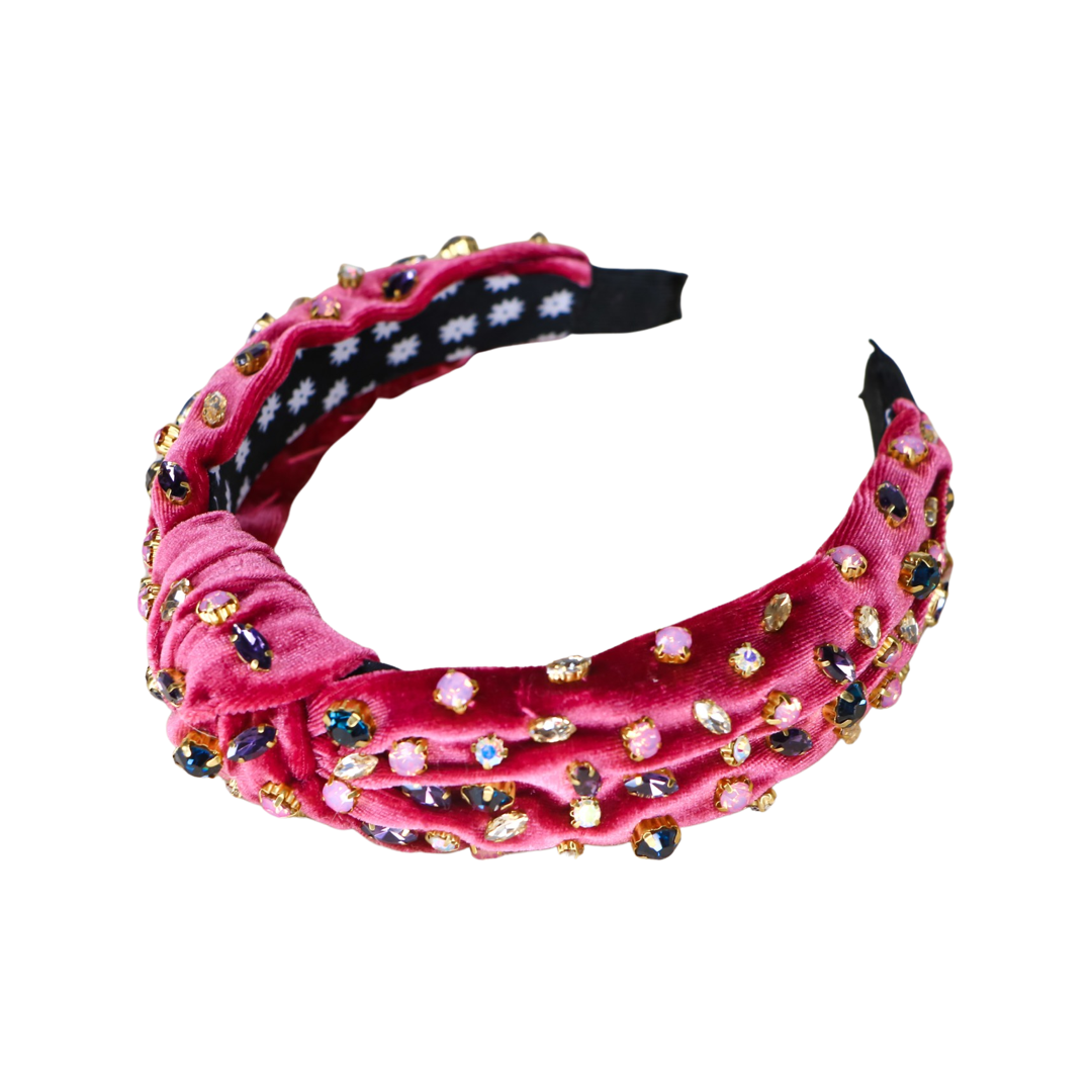 Velvet Bejeweled Knot Headband