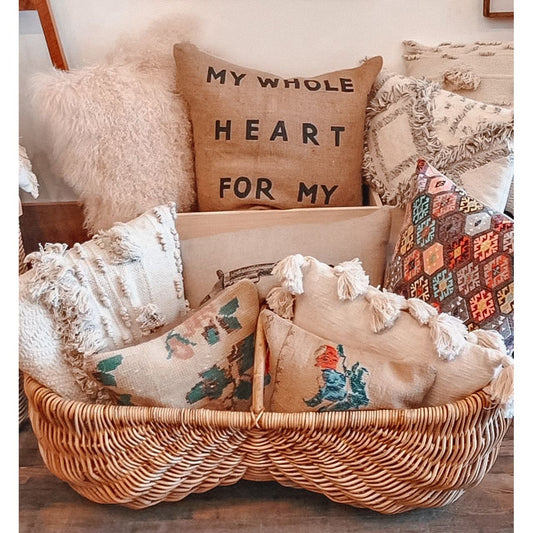 My Whole Heart Sugarboo Burlap Pillow (20")