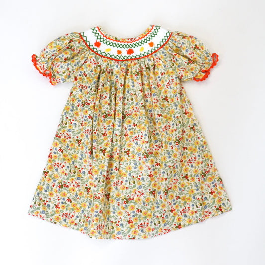 Autumn Floral Smocked Dress
