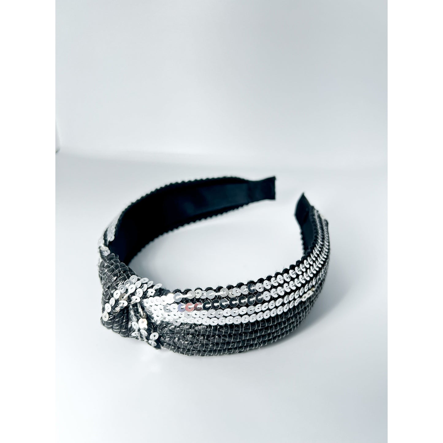 Black + Silver Sequin Knot Headband