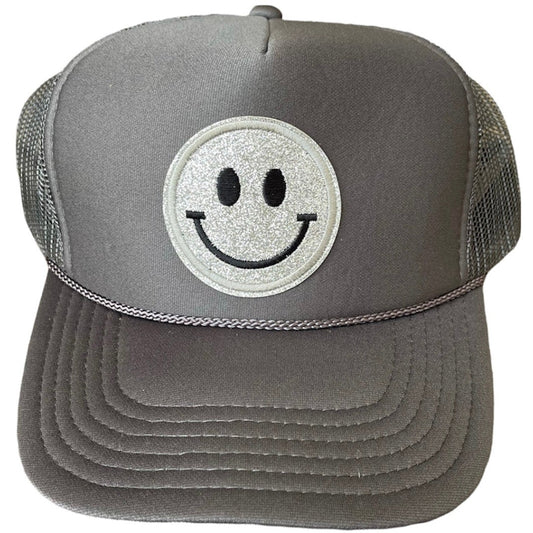 Glitter Smiley Patch Hat