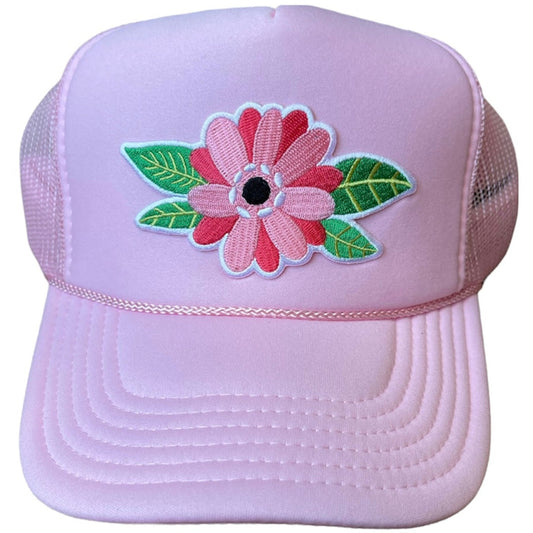 Pink Gerbera Flower Patch Hat