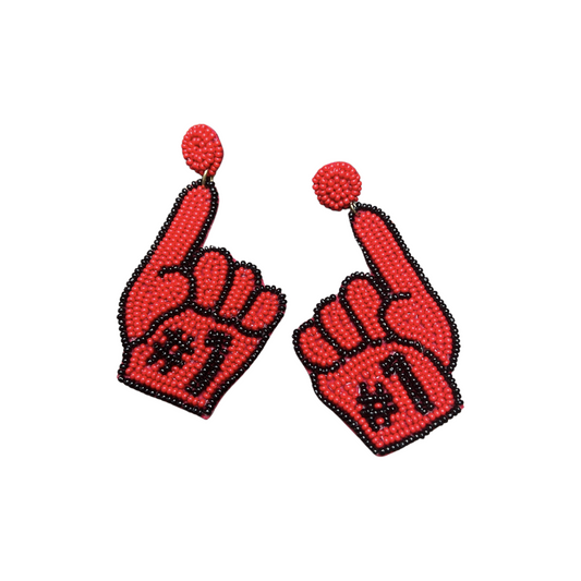 Beaded Hand #1 Red Earrings