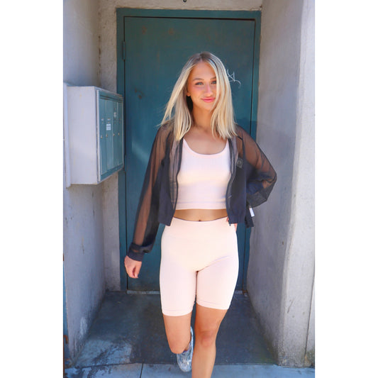 The Winded Mesh Cropped Zip-Up Jacket
