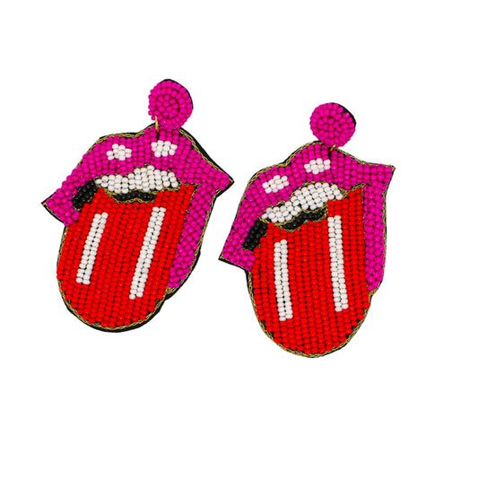 Beaded Rolling Stones Earrings